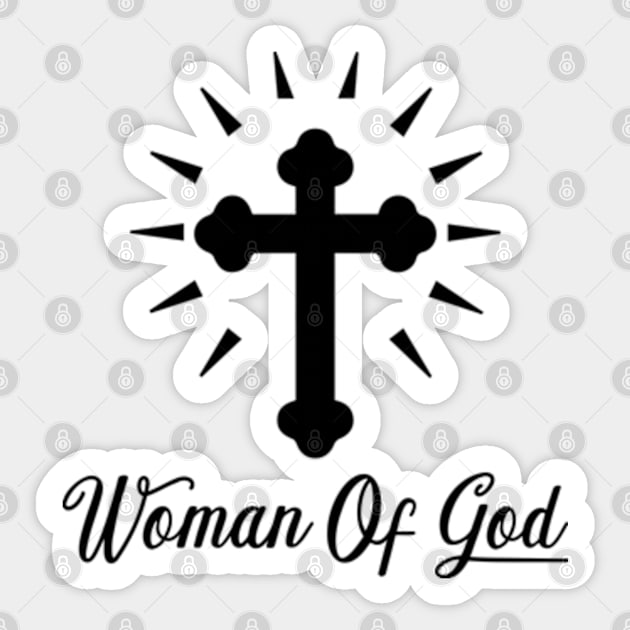 Woman Of God - Cross Bottony - Black - Christian Series 11B Sticker by FOGSJ